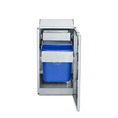 Crown Verity, Infinite Series, Cabinet Module, single drawer and garbage bin holder, door open, front view