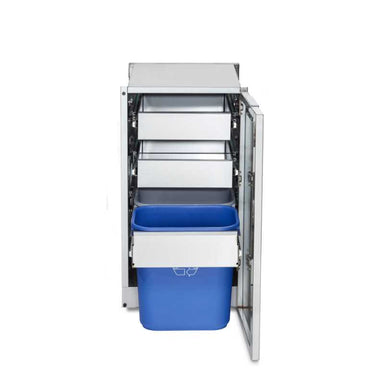 Crown Verity, Infinite Series, Cabinet Module, 2 drawers and garbage bin holder, door open, front view