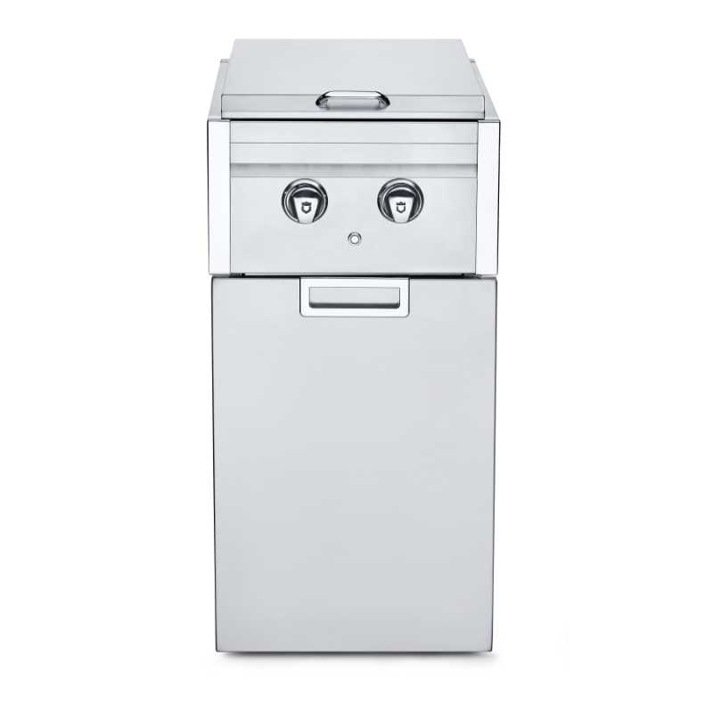 Crown Verity, Infinite Series, Cabinet Module, Dual Side Burner, single drawer, door closed, front view, Stainless steel