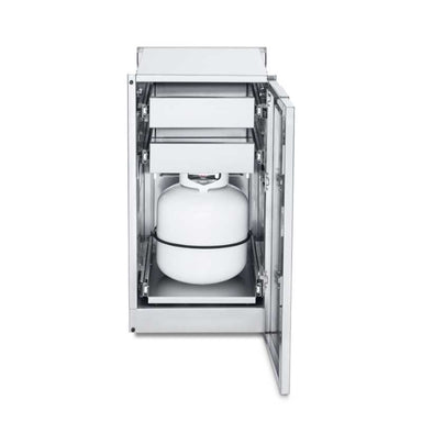 Crown Verity, Infinite Series, Cabinet Module, propane tank folder, 2 drawers, door open, front view