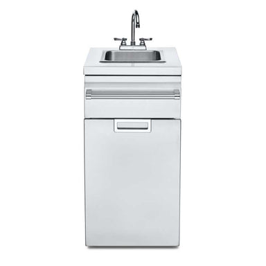 Crown Verity, Infinite Series, Sink Module with Garbage Bin Holder, door closed, front view, stainless steel