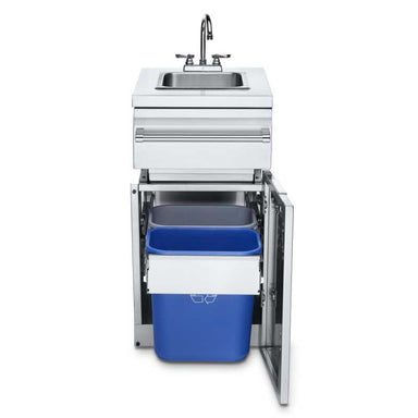 Crown Verity, Infinite Series, Sink Module with Garbage Bin Holder, door open, front view