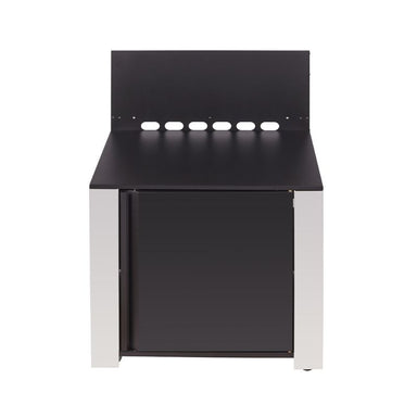 Eno modulo collection, modulo plancha, outdoor kitchen cabinet module, stainless steel and black, front view