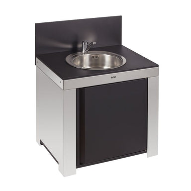 Eno Modulo, Sink Module with Cabinet, in Stainless Steel and black, front side view