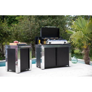 Eno Plancha Modular Outdoor Kitchen Bundle, Bergerac 3000, Felix Cart, Felix Side Table.