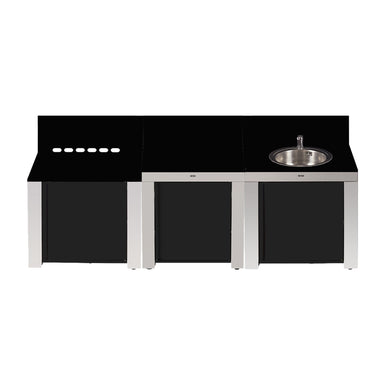 Eno Modulo Outdoor Kitchen Kit bundled by Patio Folks.  3-piece kit in stainless steel and black.  Includes plancha
