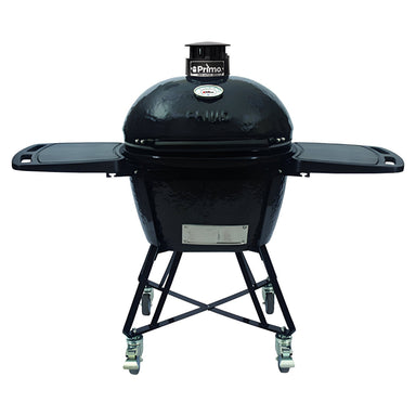 Primo oval large kamado grill in cradle, front view