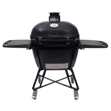 Primo Oval XX-Large Charcoal Ceramic Kamado Grill Front View with Stand