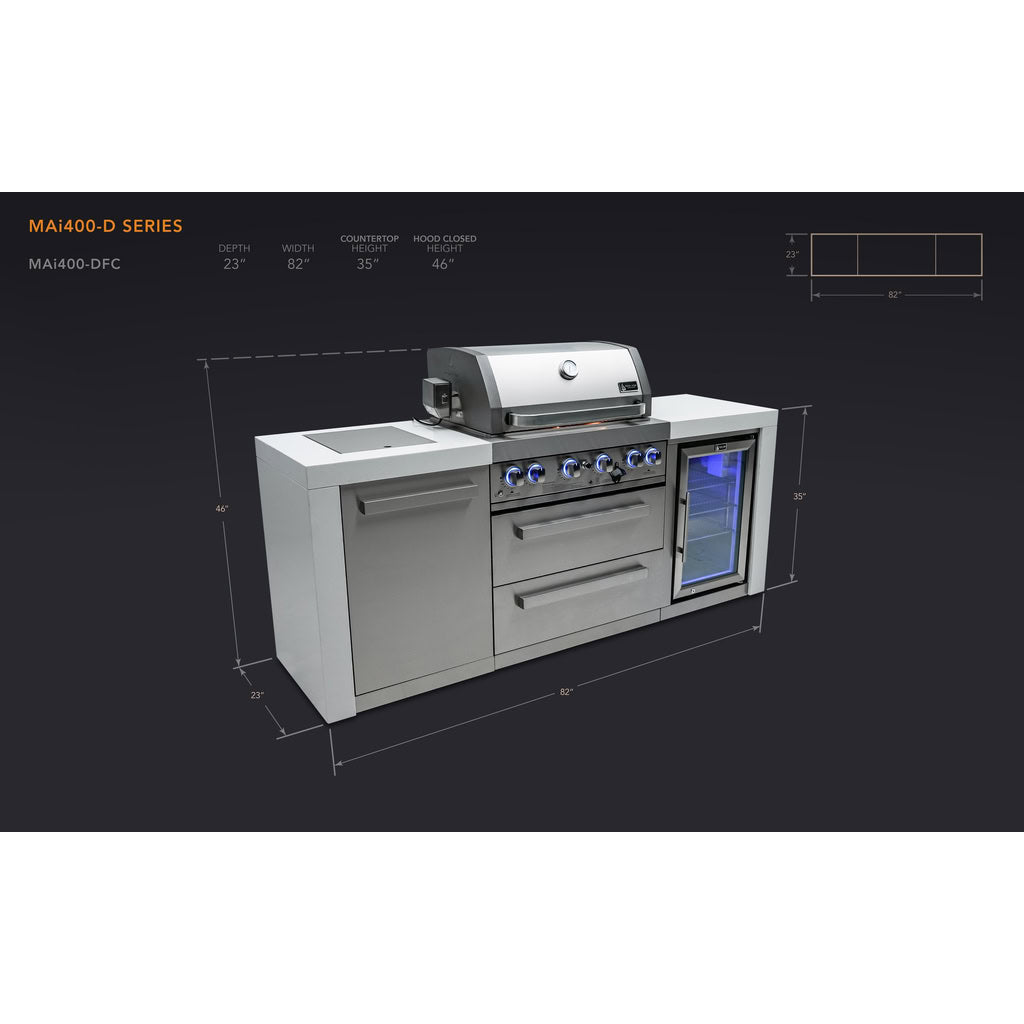 Mont Alpi 400 Deluxe Island with Fridge Cabinet Outdoor Kitchen