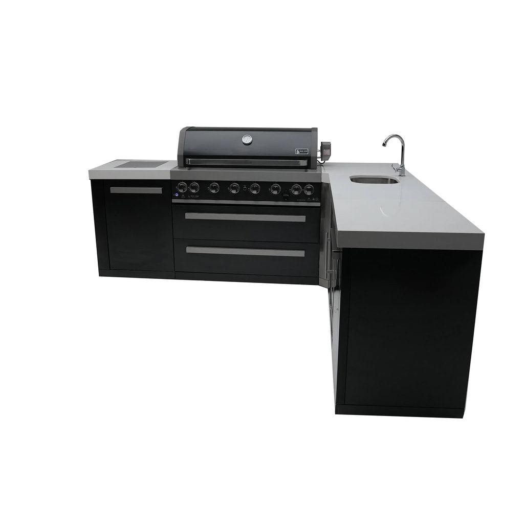 Mont Alpi 805 Black Stainless Steel Island with 90 Degree Corner and Beverage Center