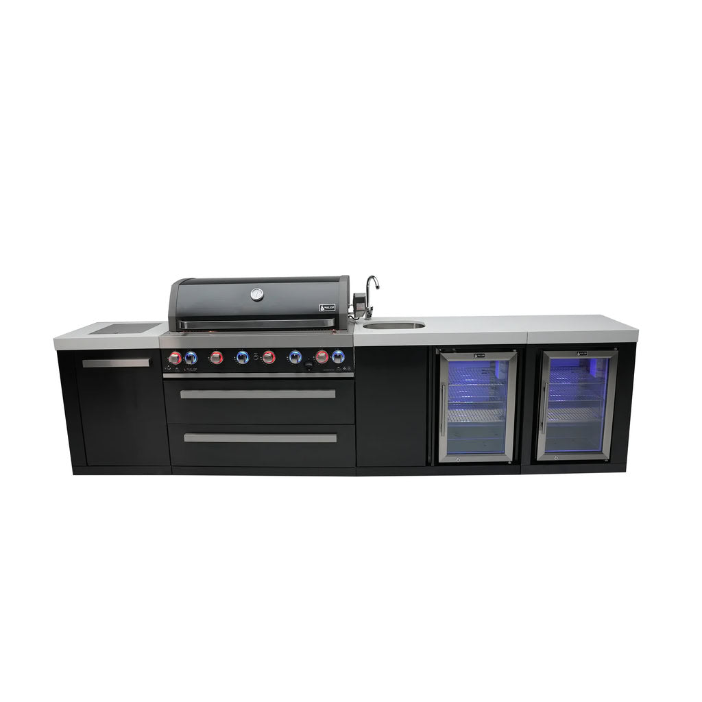 Mont Alpi 805 Black Stainless Steel Island Beverage Center and Fridge Cabinet