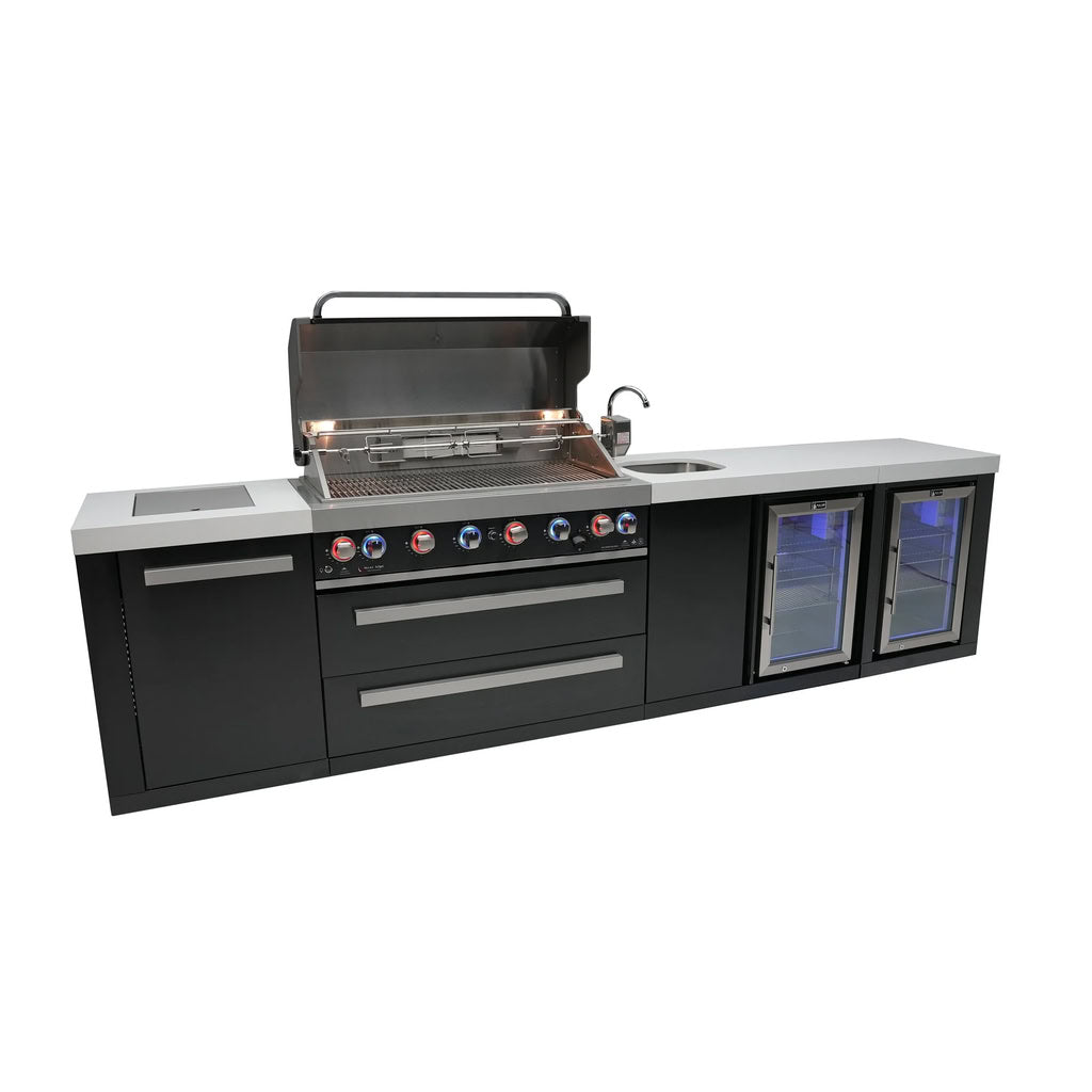 Mont Alpi 805 Black Stainless Steel Island Beverage Center and Fridge Cabinet