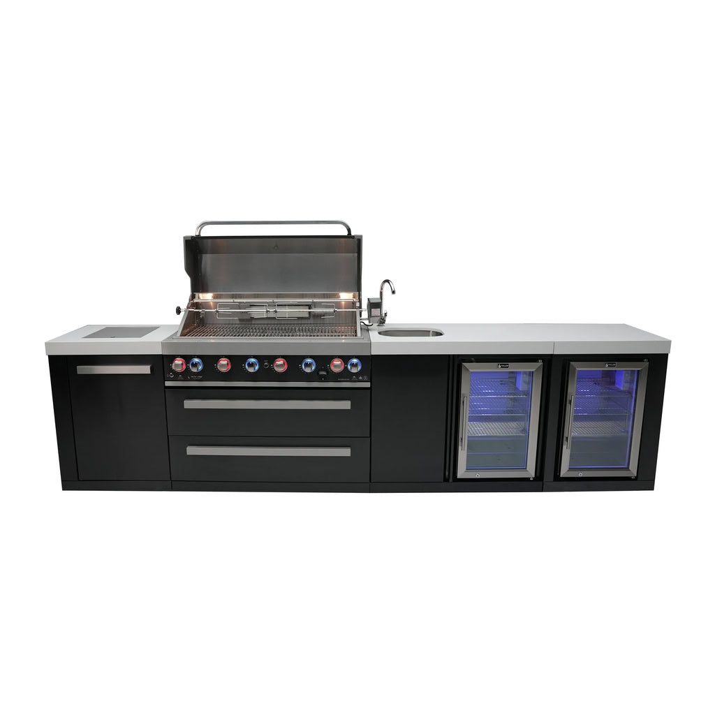 Mont Alpi 805 Black Stainless Steel Island Beverage Center and Fridge Cabinet