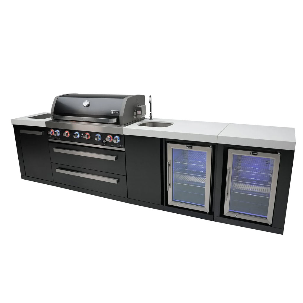 Mont Alpi 805 Black Stainless Steel Island Beverage Center and Fridge Cabinet