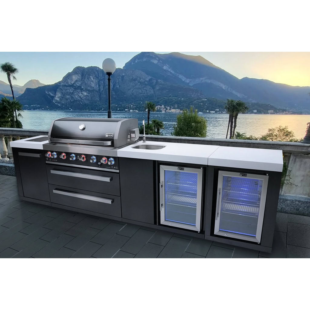 Mont Alpi 805 Black Stainless Steel Island Beverage Center and Fridge Cabinet