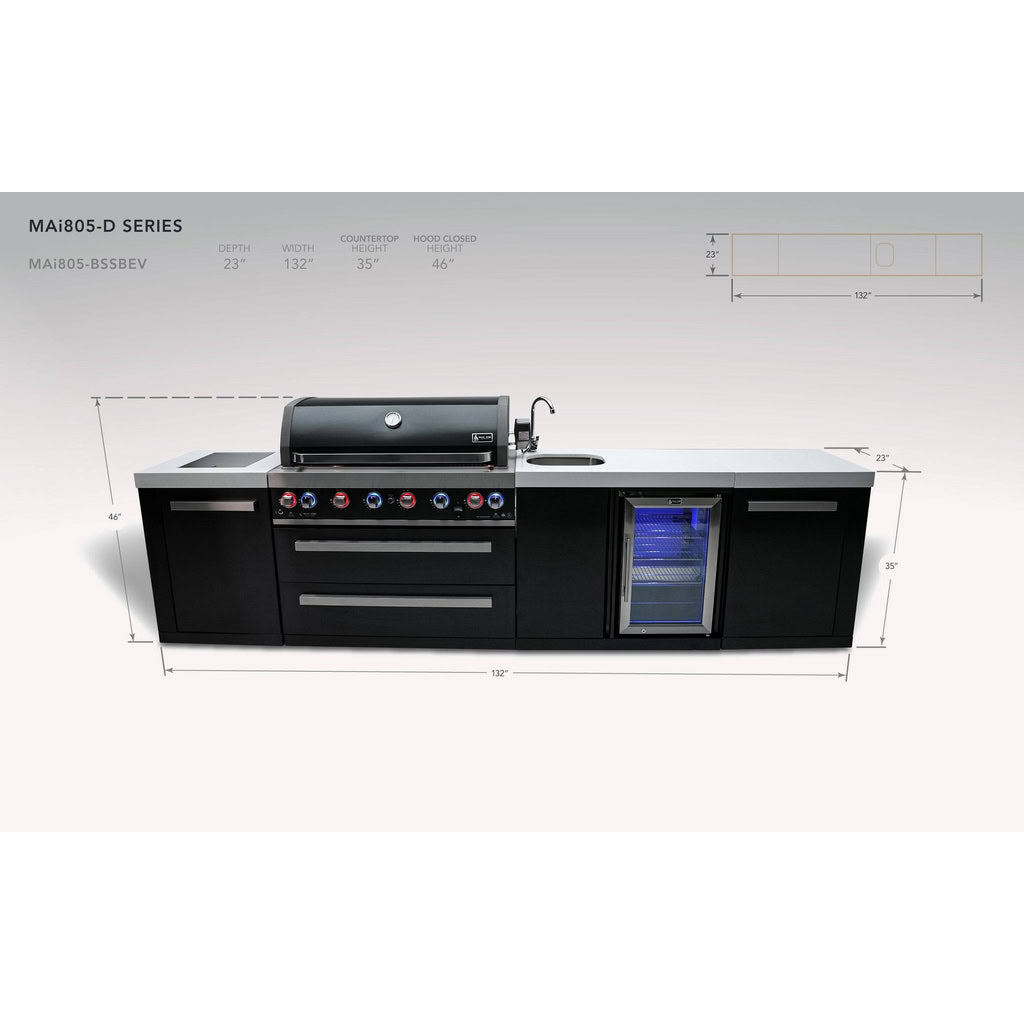 Mont Alpi 805 Black Stainless Steel Island Beverage Center Outdoor Kitchen