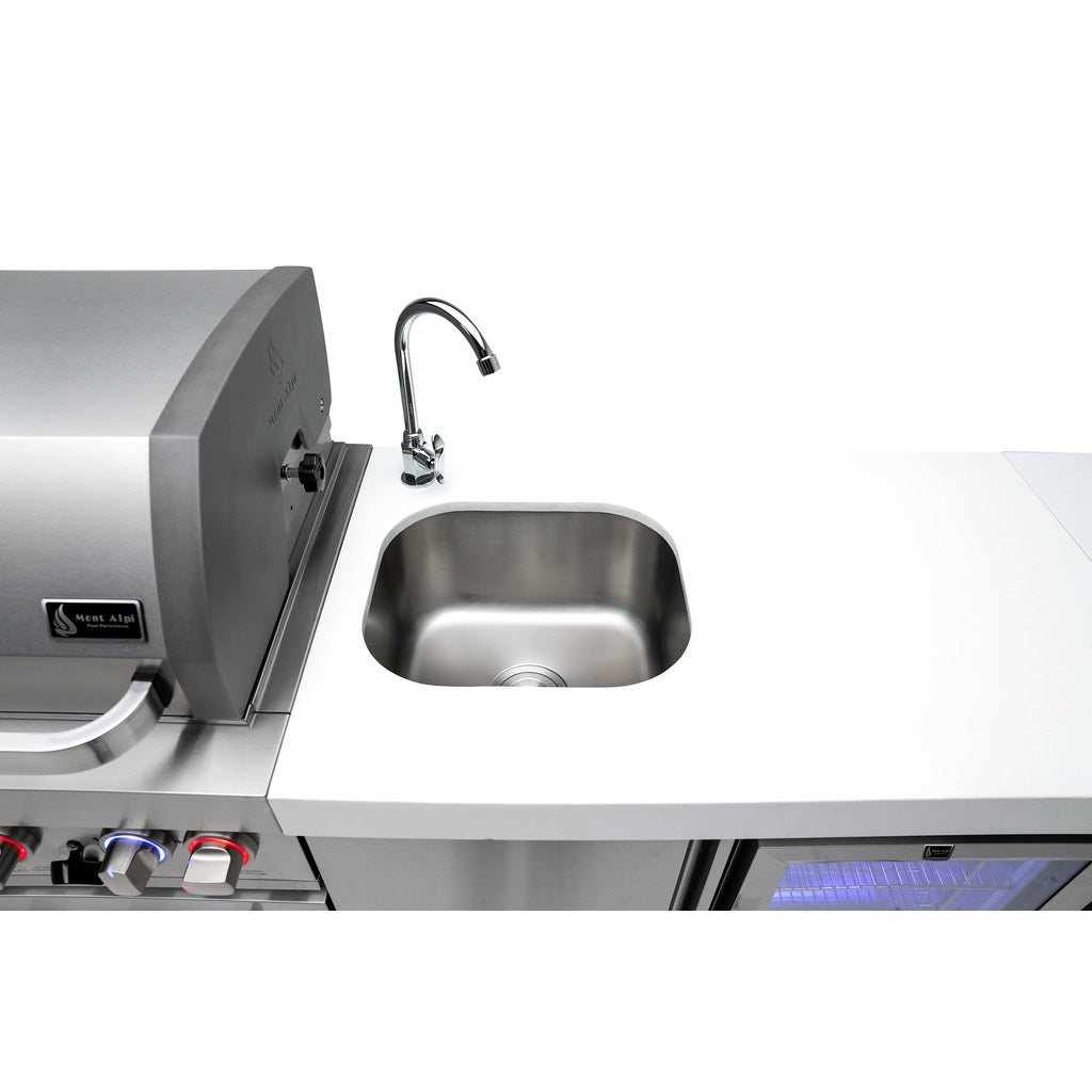 Mont Alpi 805 Black Stainless Steel Island with 90 Degree Corner and Beverage Center