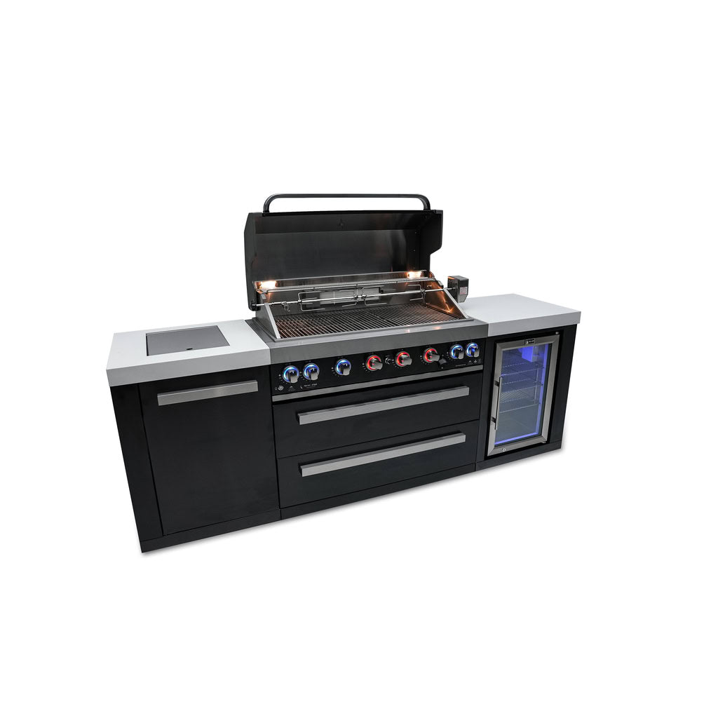 Mont Alpi 805 Black Stainless Steel Island with Fridge Cabinet