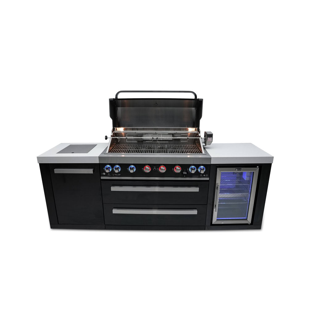 Mont Alpi 805 Black Stainless Steel Island with Fridge Cabinet