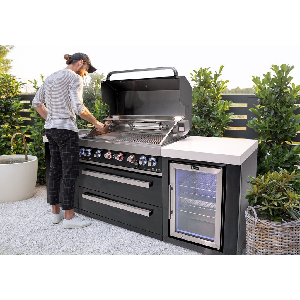 Mont Alpi 805 Black Stainless Steel Island with Fridge Cabinet