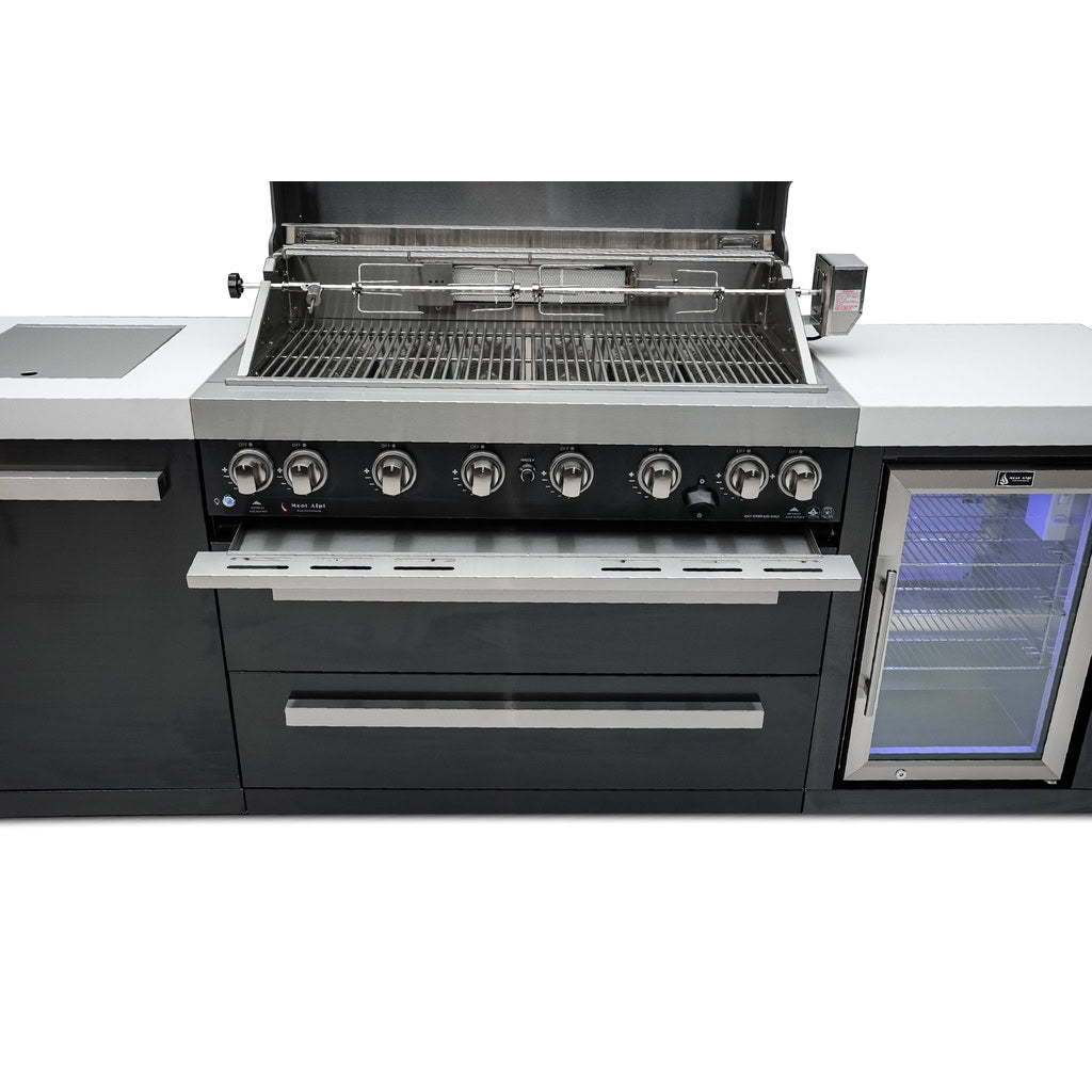 Mont Alpi 805 Black Stainless Steel Island with Fridge Cabinet