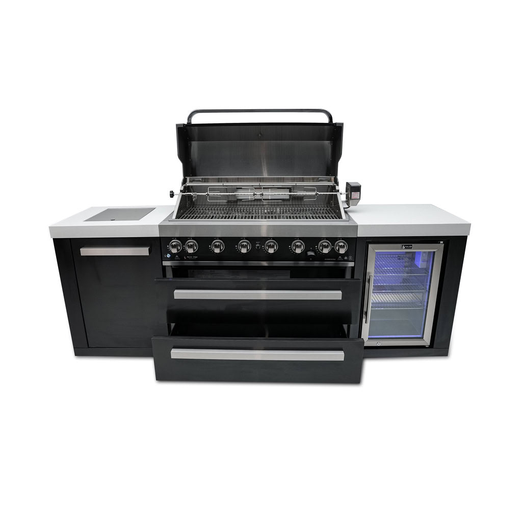 Mont Alpi 805 Black Stainless Steel Island with Fridge Cabinet