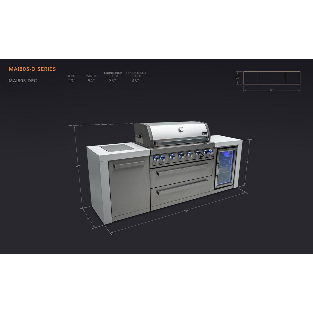 Mont Alpi 805 Deluxe Island with Fridge Cabinet Outdoor Kitchen