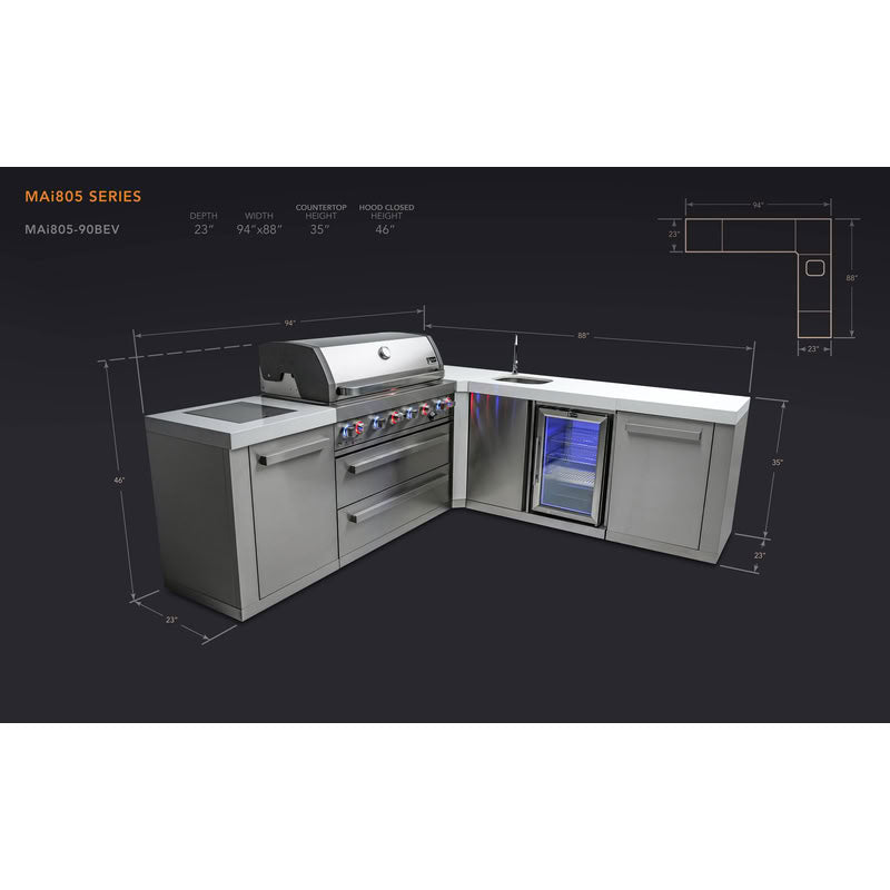 Mont Alpi 805 Island 90 Degree Corner and Beverage Center Outdoor Kitchen