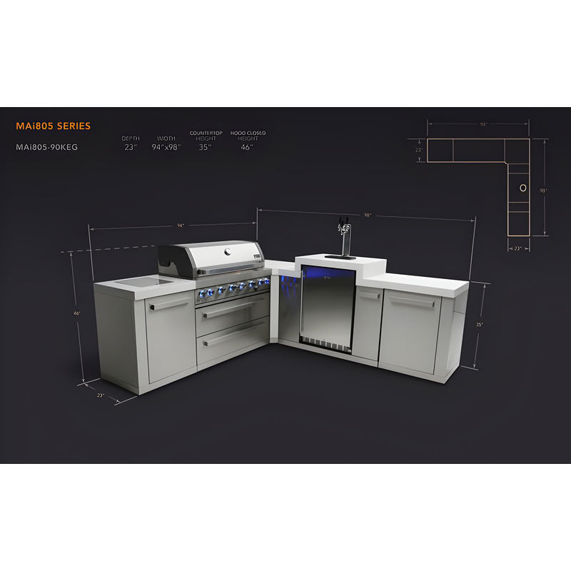 Mont Alpi 805 Island 90 Degree Corner and Kegerator Outdoor Kitchen