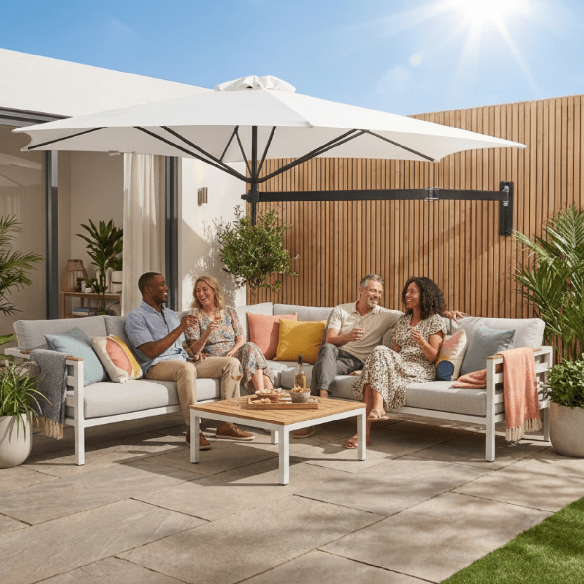 Umbrosa Paraflex Wall Mounted Umbrella Round — Patio Folks