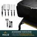 Halo Elite4B Griddle accessory set including grilling tools and weatherproof cover options.