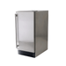 Compact stainless steel outdoor refrigerator 15" with sleek finish and integrated handle.