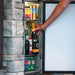Outdoor kitchen refrigerator with chilled drinks and easy-access built-in storage.