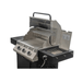 Open-lid view of Jackson Grills 3-burner Keystone Series gas grill showing cooking grates, warming rack, and side burner compartment.