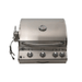 Front view of Jackson Grills Supreme 3-burner built-in gas grill with temperature gauge, control knobs, and attached grill light.