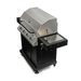 Top angled view of Jackson Grills 4-burner Keystone Series gas grill with closed hood and integrated side burner.