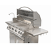 Open-lid view of Jackson Grills 4-burner Lux Series gas grill displaying cooking grates, warming rack, and rotisserie system.