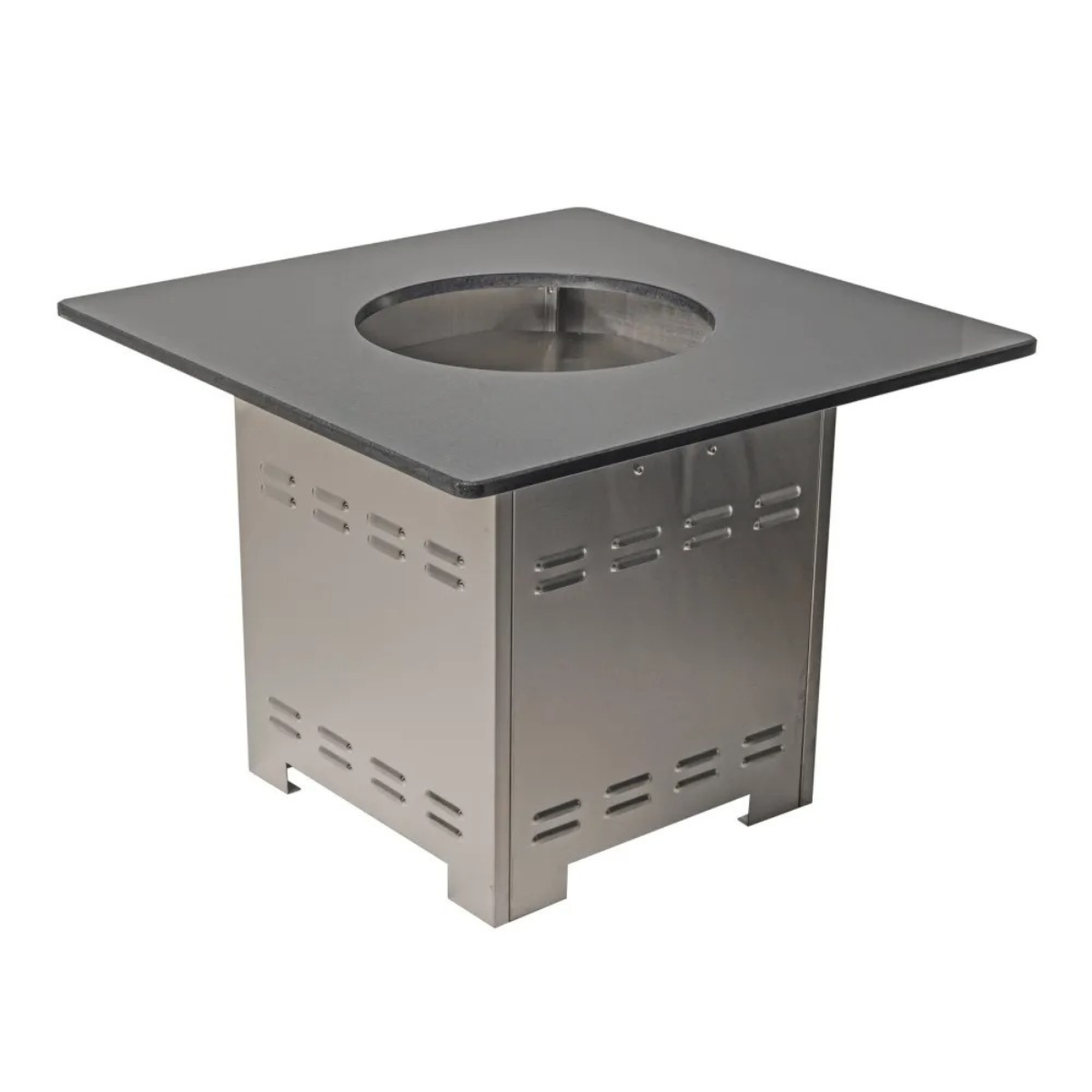 Jackson Grills Mountains West Fire Tall Table with open fire pit insert and square tabletop design.