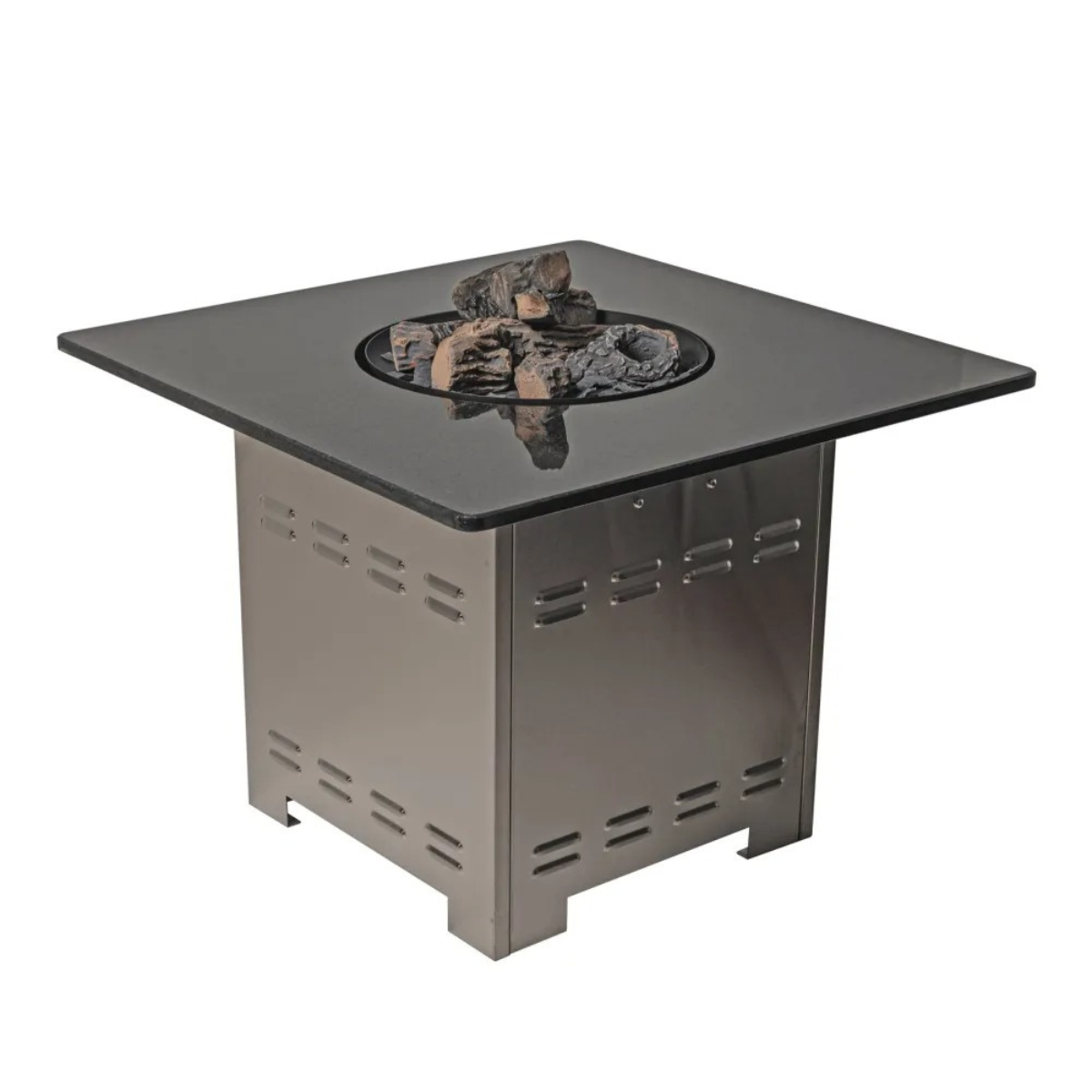 Jackson Grills Mountains West Fire Tall Table featuring a flush fire pit opening with decorative fire media.