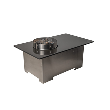 Jackson Grills Mountains West Fire Coffee Table with stainless steel burner ring and decorative fire media fitted.