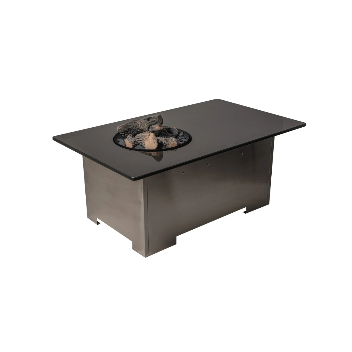 Jackson Grills Mountains West Fire Coffee Table with decorative fire media displayed in the centre fire pit opening.