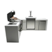 Side view of the Mont Alpi 400 Deluxe Island showing the open grill hood, stainless steel kegerator, storage cabinets, and raised beer tap station.