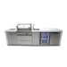 Alternate front view of the Mont Alpi 400 Deluxe Island showcasing the gas grill, sink station, beverage cooler, storage drawers, and side cabinets.