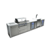 Angled front view of the Mont Alpi 400 Deluxe Island featuring a built-in gas grill, sink, kegerator, beverage centre, and dual glass-door refrigerators.