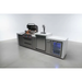 Studio view of the Mont Alpi 400 Deluxe Island featuring a built-in gas grill, kegerator with beer tap, fridge cabinet, storage drawers, and stainless steel outdoor kitchen design.