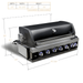 Mont Alpi 44-Inch Black Stainless Steel Built-In Grill dimension diagram showing width, depth, and hood height measurements.