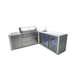 Angled studio view of the Mont Alpi 805 Deluxe Island showcasing the built-in gas grill, sink, beverage center, fridge cabinet, and durable stainless steel construction.