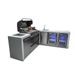 Angled view of the Mont Alpi 805 Deluxe Island with open grill hood, integrated sink, dual glass-door beverage coolers, and stainless steel cabinetry.