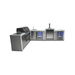 Angled side view of the Mont Alpi 805 Deluxe Island featuring a built-in grill, sink, kegerator, beverage centre, and fridge cabinet.