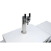 Close-up of the stainless steel triple beer tap tower mounted on the Mont Alpi Kegerator countertop.